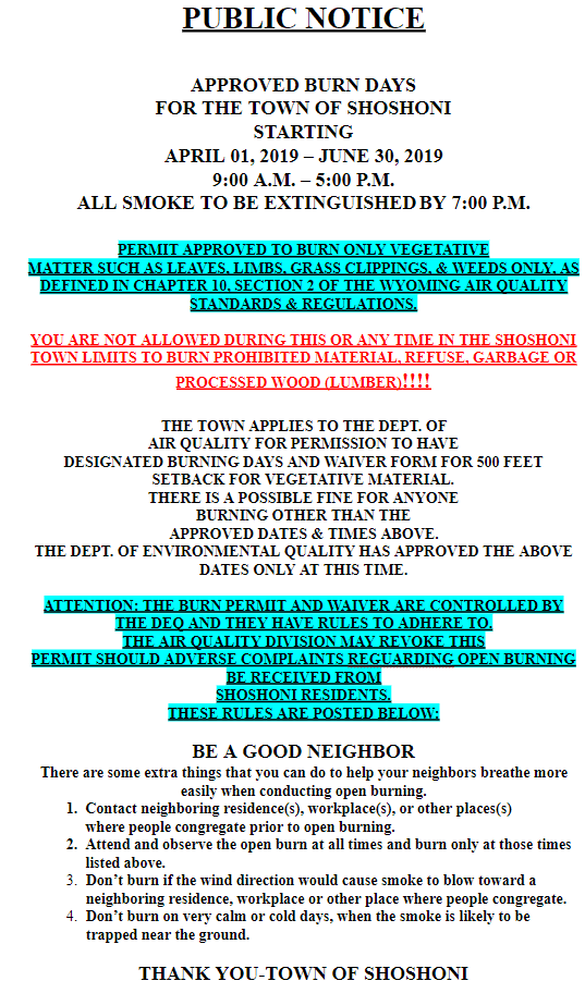 Burn Days and details flyer