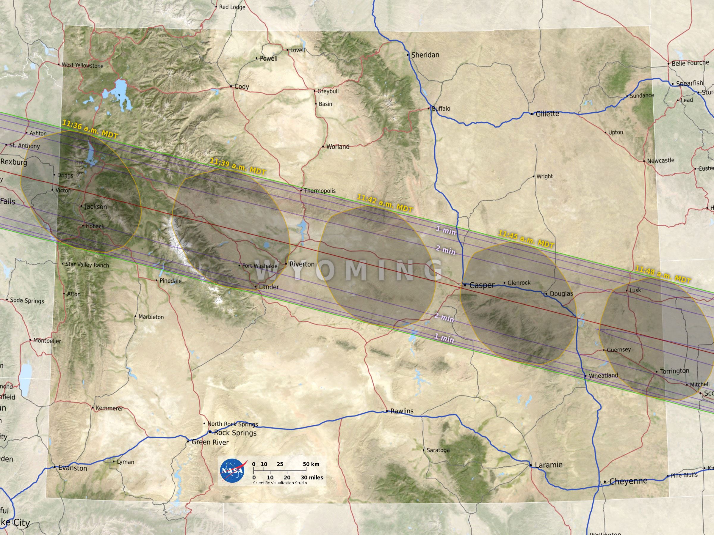 Wyoming Eclipse Map
